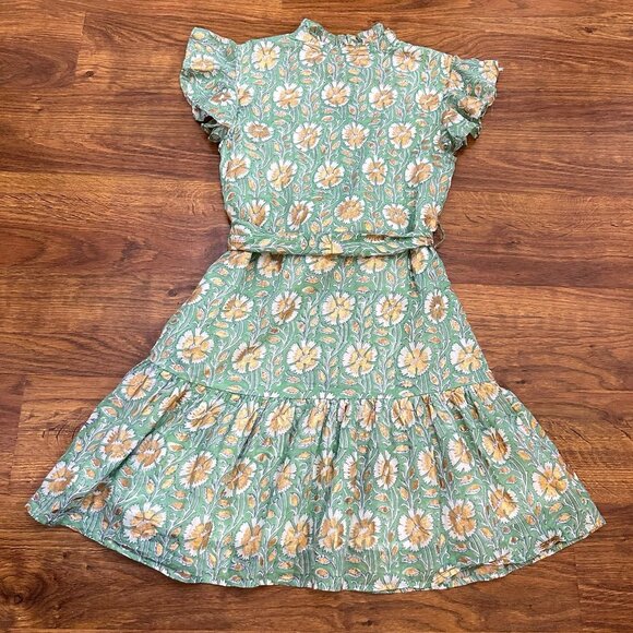 Oliphant Green Ruffle Collar Button Mini Dress - Picture 7 of 9